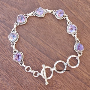 Beautiful Amethyst Bracelet , Gemstone Bracelet , Handmade Bracelet , Gift for Girls , 925 Sterling Silver , Designer Bracelet , Gift Item**