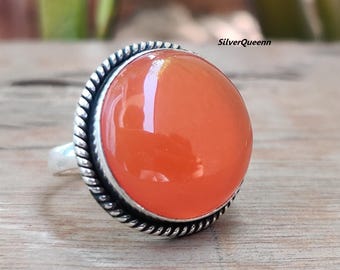Handgemachte Karneol Ring: Sterling Silber Boho Statement Schmuck