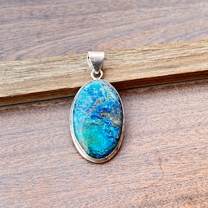 Chrysocolla Gemstone Pendant 925 Sterling Silver Pendant ,Oval Chrysocolla Jewelry Handmade Pendant Women&#39;s Special Gift Brand New Pendant.