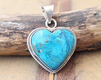 Natürliche Shattuckit Herz Anhänger Blau Grün Edelstein Halskette Handgemachter Edelstein Schmuck