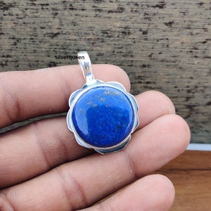 Lapis lazuli-hanger, 925 sterlingzilveren hanger, hanger van blauwe steen, vrouwenhanger, hanger voor alle gelegenheden, prachtig cadeau het beste voor