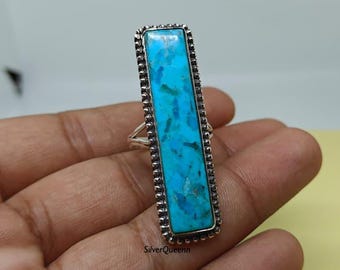 Kingman Turquoise Ring: Handmade 925 Sterling Silver Ring