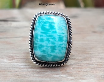 Amazonit Statement Ring: Sterling Silber Boho Schmuck