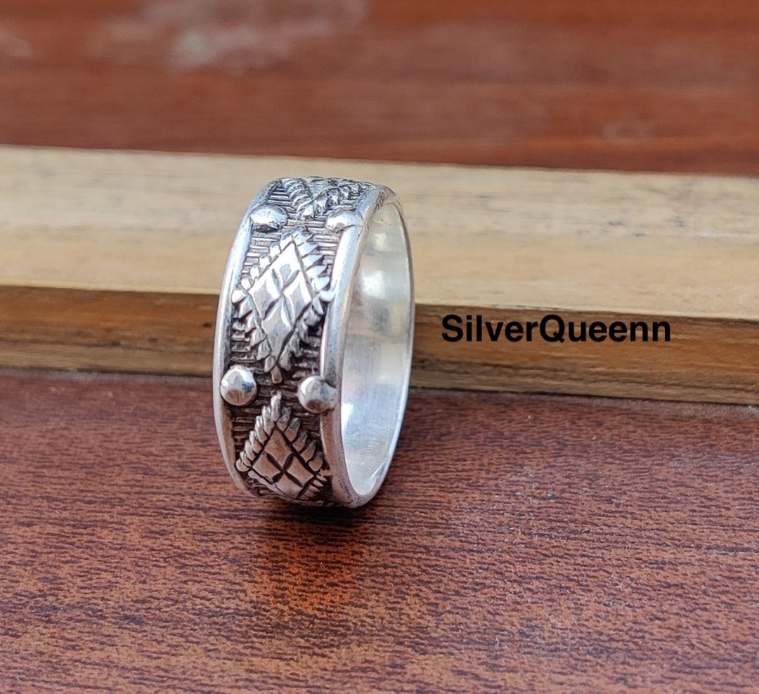 Handmade 925 Sterling Silver Wide Band Ring: Designer Thumb Ring - Etsy