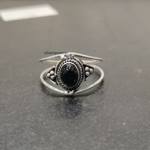 Natural Black onyx ring, handmade ring, 925 solid sterling silver ring, Black onyx ring in Silver, wonderful gift boho ring, black onyx ring