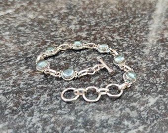 Natürliche Aquamarin 925 Sterling Silber Armband, Brautjungfer Geschenk