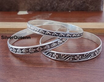 Handmade Sterling Silver Bangle Set: Designer Stacking Bangles - Etsy