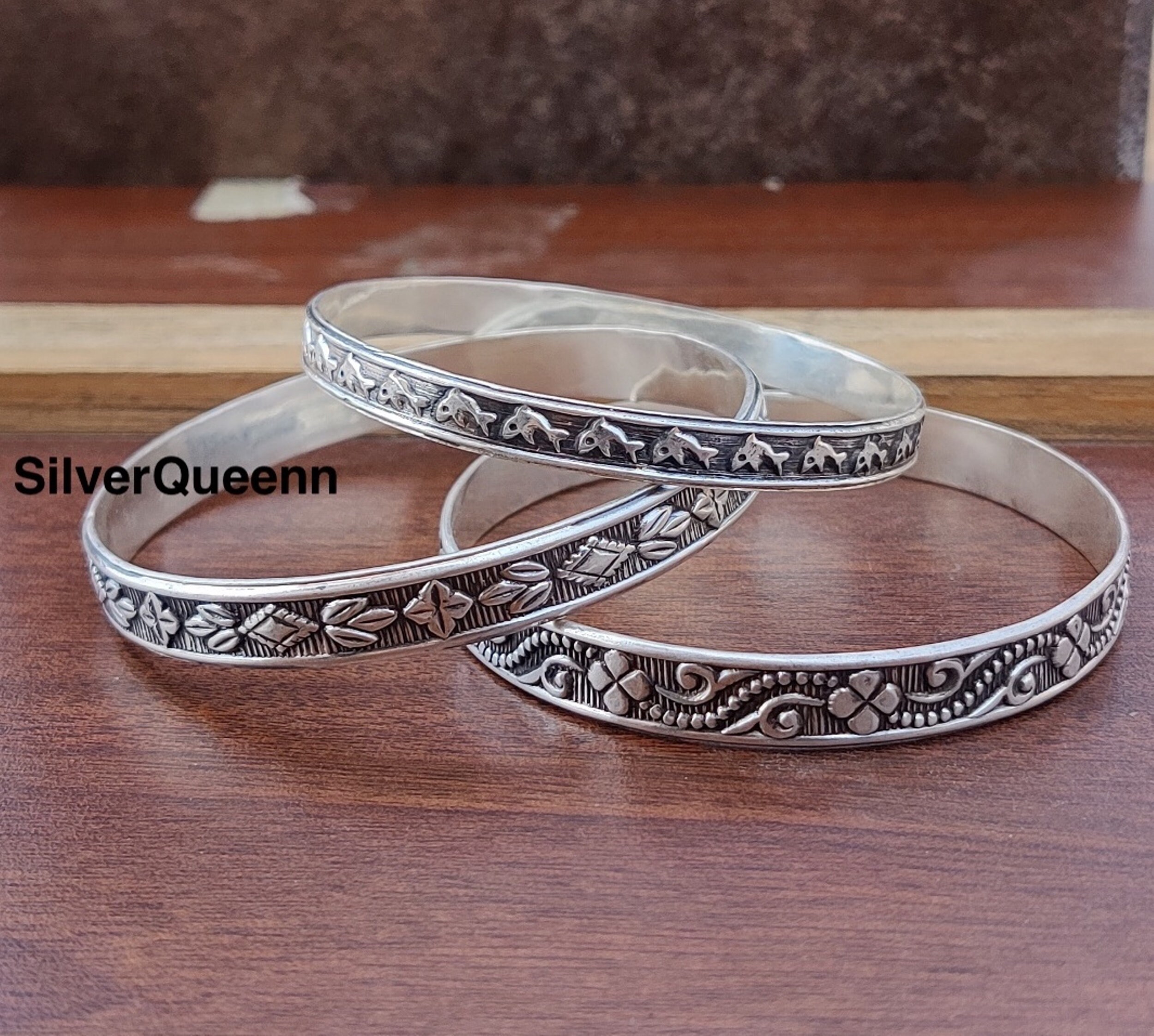 Handmade Sterling Silver Bangle Set: Designer Stacking Bangles - Etsy