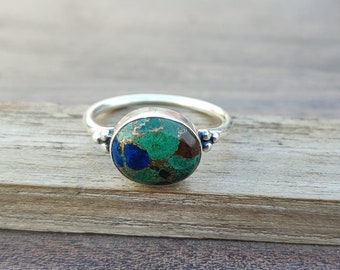 Azurite Ring 925 Sterling Silver Ring, Bohemian Ring, Statement Ring, Dainty Ring, Women Ring, Handmade Ring, Oval Shape , Gift***