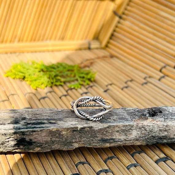 925sterling Silver Twostrand Twisted Knot Ring Celtic Double Ring