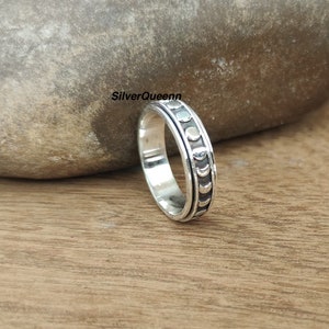 925 Sterling Silber Mondphase Spinner Ring: Boho Meditations Schmuck