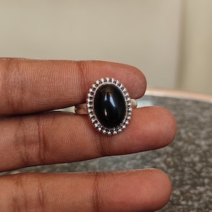 Black Onyx Ring: Handmade 925 Sterling Silver, December Birthstone Jewelry
