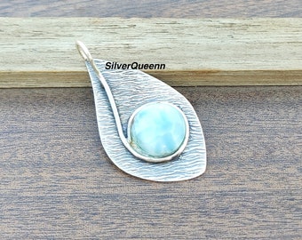 Handmade Larimar Pendant: 925 Sterling Silver Gemstone