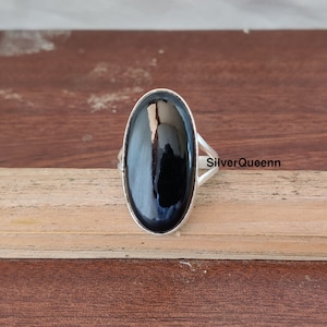 Black Onyx Ring, 925 Silver Ring, Gemstone Ring, Beautiful Ring, Women Ring, Onyx Stone Ring, Long Oval Ring, Handmade Ring, Gift For Her***