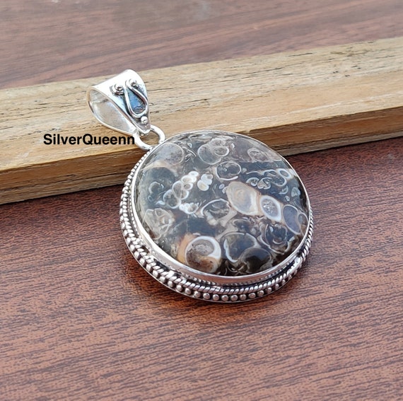Turritella Agate Pendant: Handmade Sterling Silver Gemstone Necklace