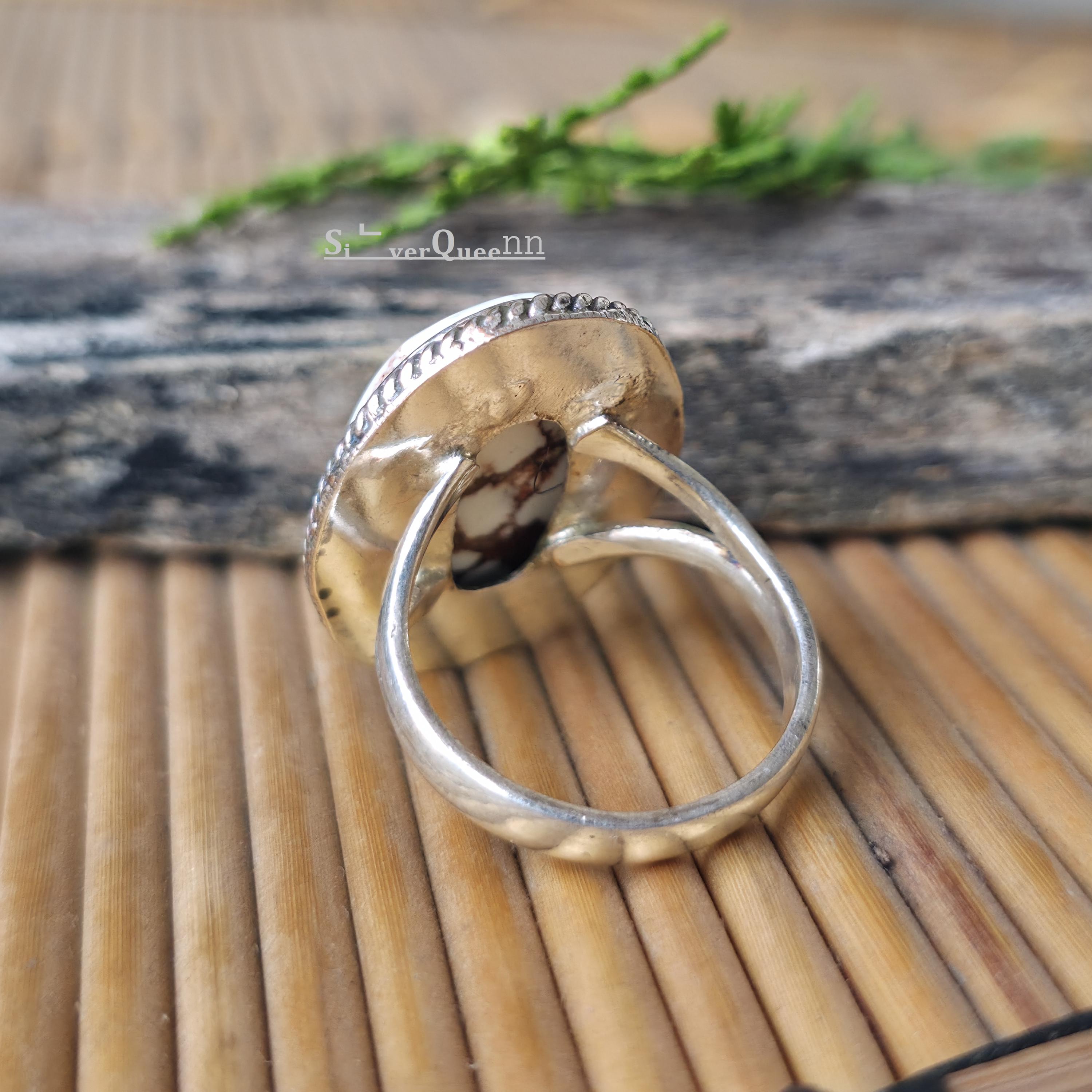 Wild Horse Jasper Ring, Unique Solid 925 Sterling Silver Gemstone