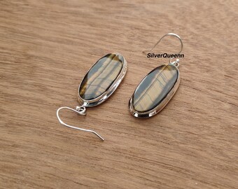 Tigerauge Ohrringe: Handgefertigter Boho Schmuck aus 925 Sterlingsilber