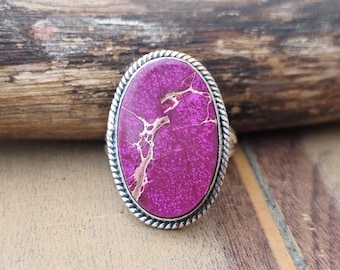 Großer Lavendel Ring, Handgemachter Seeglas Ring, Handgemachter Meer Glas Ring, Handgemachter Schmuck, Geschenk für Sie