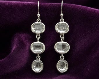 Herkimer Diamant Ohrringe, Sterling Silber Tropfen Ohrringe, handgemachte Boho Kristall Schmuck Boho Frau Geschenk alle Anlass Geschenk