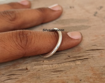 Handgemachte Dicke Sterling Silber Runde Bandring: Stapeln Ehering