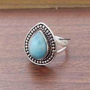 Larimar Ring, Gemstone Ring, 925 Silver Ring, Handmade Ring, Women Ring, Natural Larimar, Statement Ring, Larimar Jewelry, Dainty Ring****