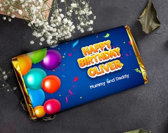 Happy Birthday Personalised Chocolate Bar Label, Chocolate Gift Box, Custom Chocolate Box, Any wording/text for birthdays