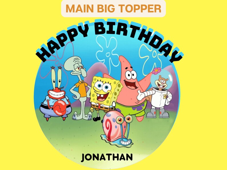 Spongebob Birthday Printable Cake Topper Bundle Spongebob - Etsy