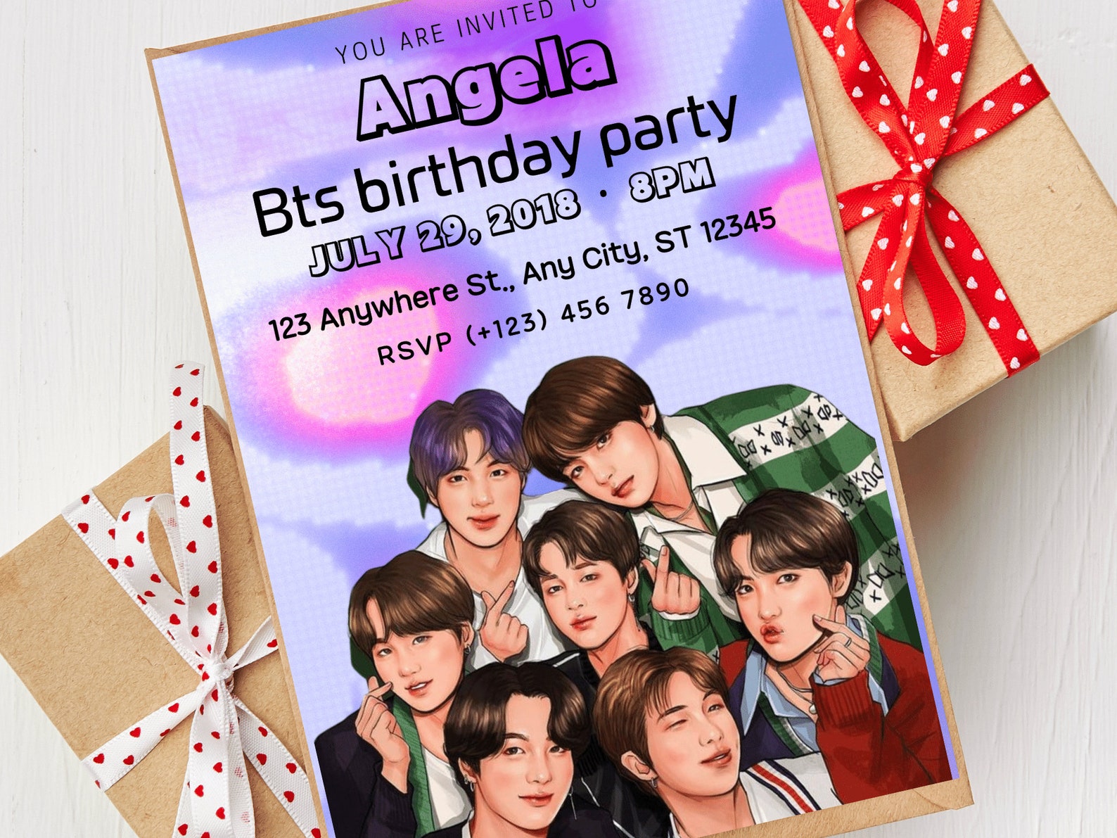 BTS Birthday Invite BTS Birthday Invitation Card Bts - Etsy