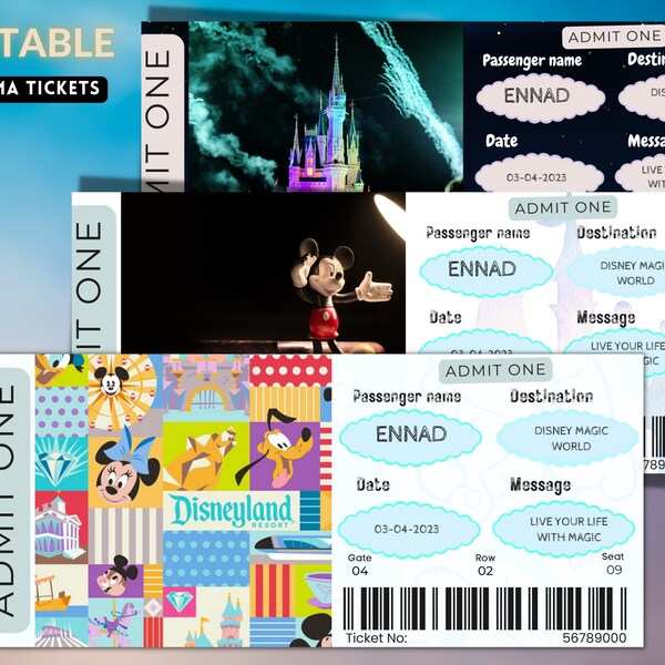 Personalized Disneyland Ticket Printable Etsy