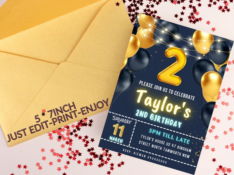 Electronic Birthday Invitation Card Birthday Invite Birthday Etsy