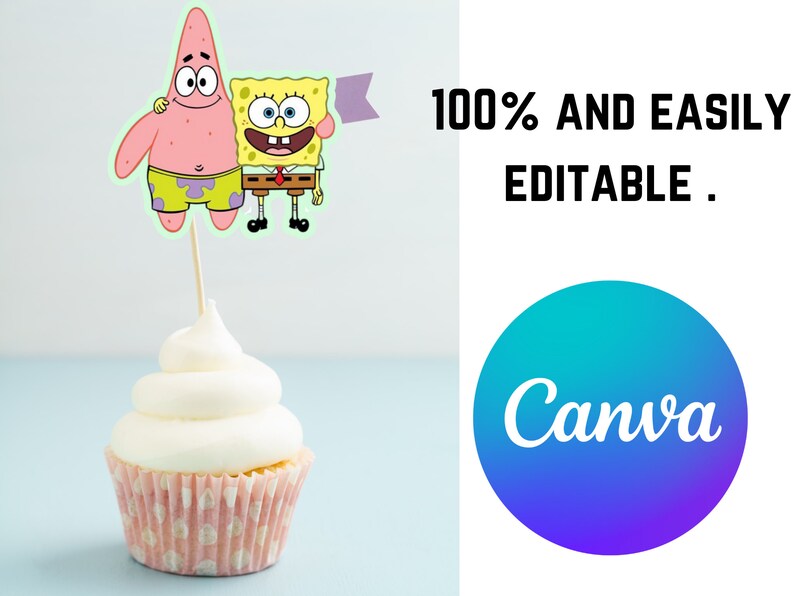 Spongebob Birthday Printable Cake Topper Bundle Spongebob - Etsy