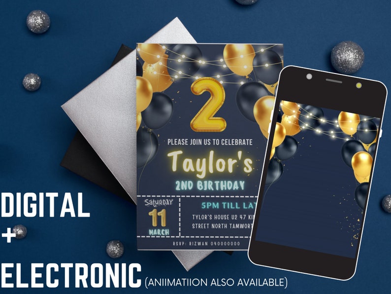 Electronic Birthday Invitation Card Birthday Invite Birthday Etsy