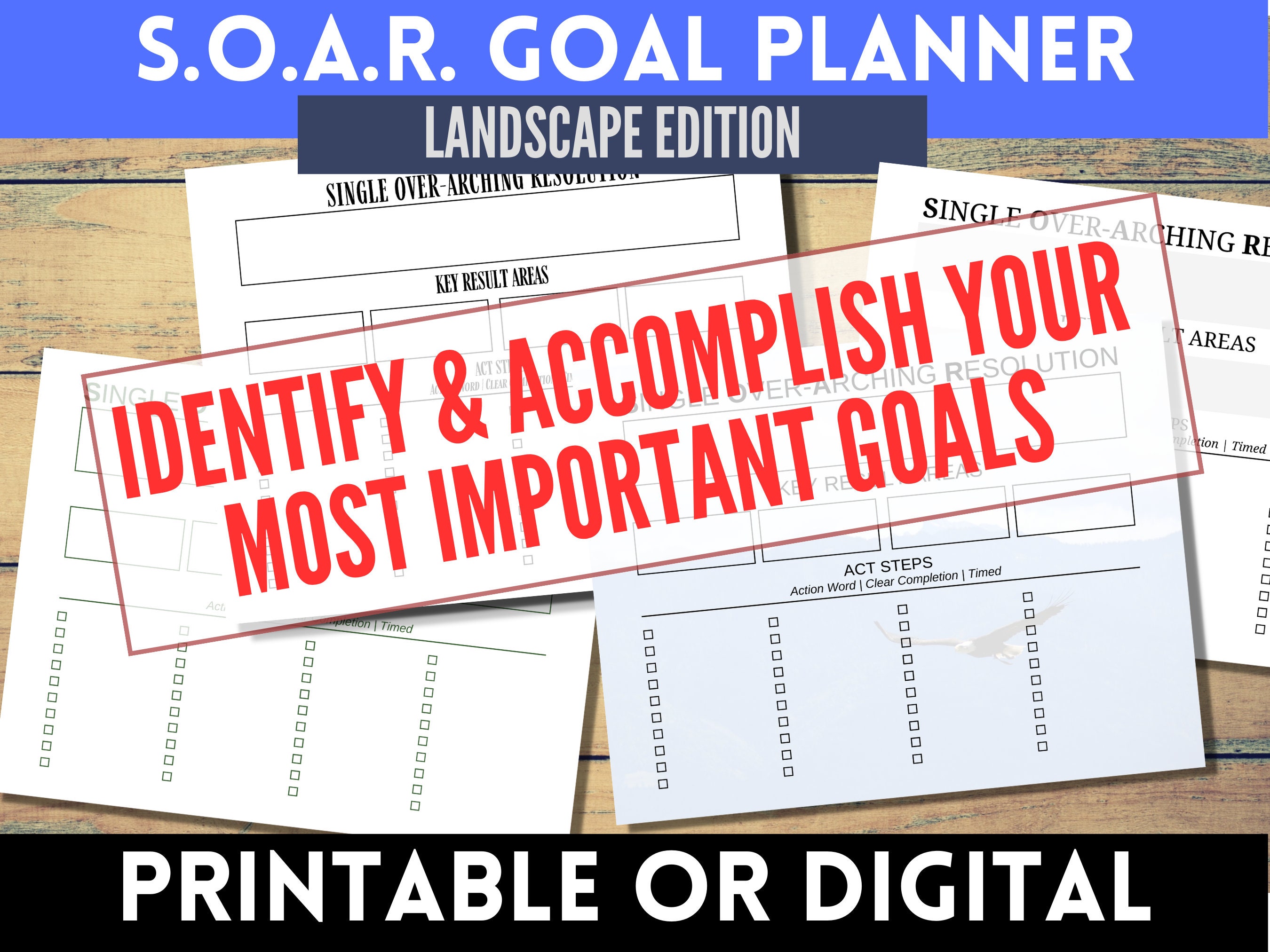 Printable and Digital Goal Planning Sheet (LANDSCAPE) | Plan Your ...