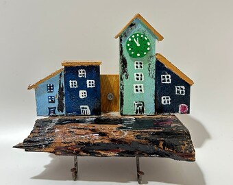 Wooden Key Holder for Wall,Cute Entryway Organizer, Wall Mounted Key Hook,Rustic Key Rack, Handmade Home Wall Decor, Necklace Jewelry Hanger