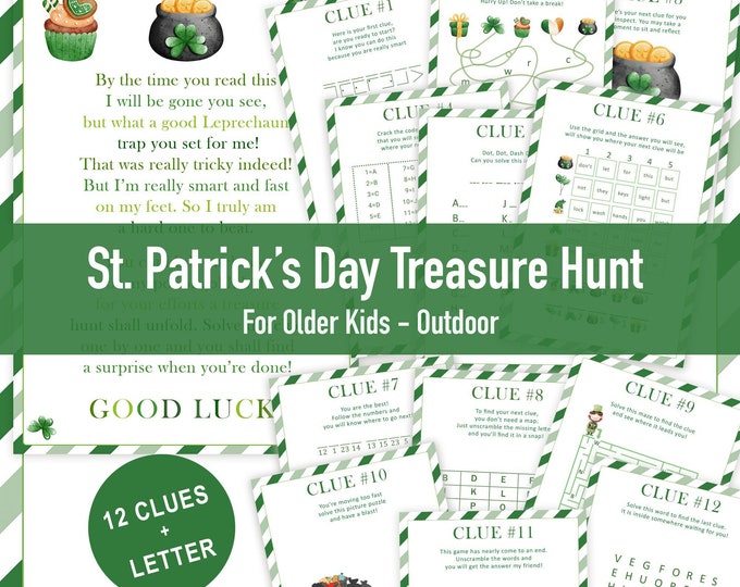 St Patricks Day Treasure Hunt for Older Kids Leprechaun Scavenger Hunt ...