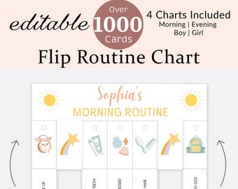 Routine Flip Chart Toddler Morning Evening Bedtime Visual Schedule Kids Daily Routine Cards Rhythm Checklist Montessori Girl Boy Editable