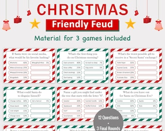 Christmas Friendly Feud Quiz Christmas Family Game Holiday Party Survey Guess Team Game Night Group Quiz Question Contest PRINTABLE
