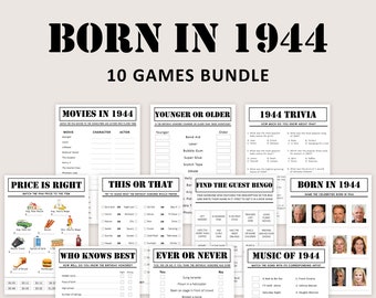 80er Geburtstag Spiele Bundle 80er Geburtstag Party Spiele 1944 Trivia 1944 geboren 80 Jahre alt Männer Frauen ihn Quiz Printable Instant Digital