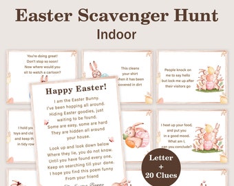Easter Bunny Scavenger Hunt Kids Easter Treasure Hunt Indoor Easter Egg Hunt Clues Easter Basket Riddle Game Spring Teens Tween PRINTABLE