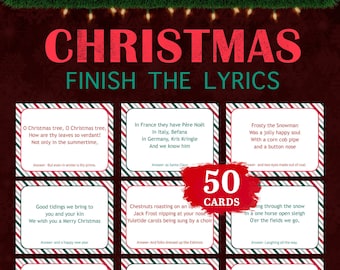 Christmas Carol Finish The Lyric Game Christmas Games Holiday Finish The Phrase Song Game Xmas Adult Party Family Friend Activity PRINTABLE