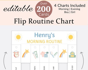 Routine Flip Chart Visual Schedule Morning Evening Kids Daily Routine Cards Toddler Rhythm Checklist Preschool Montessori Girl Boy EDITABLE