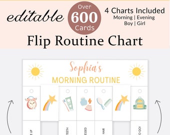 Routine Flip Chart Editable Morning Evening Visual Schedule Kids Daily Routine Cards Toddler Rhythm Checklist Preschool Montessori Boy Girl