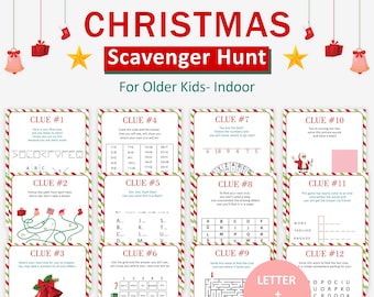 Christmas Scavenger Hunt For Older Kids Holiday Scavenger Hunt Teens Escape Room Tweens Treasure Hunt Game Teenager Indoor Puzzles PRINTABLE