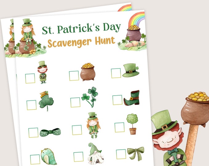 St Patrick's Day Scavenger Hunt for Little Kids Leprechaun Treasure ...