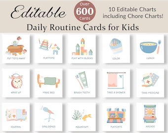 Daily Routine Cards Toddler Routine Chart Daily Rhythm Visual Schedule for Kids Chore Chart Checklist Preschool Montessori Activity EDITABLE