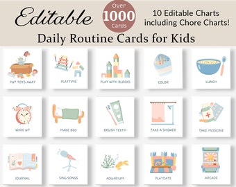 Daily Routine Cards Visual Schedule Toddler Routine Chart for Kids Chore Chart Daily Rhythm Checklist Montessori Activity Preschool EDITABLE