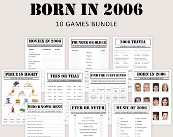 18th Birthday Games Bundle 18th Birthday Party Games 2006 Trivia Born in 2006 18 Year Old Men Women Him Her Quiz Printable Instant Digital