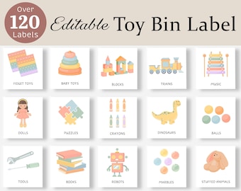 Toy Bin Labels Playroom Label Trofast Organization Toy Storage Box Stickers Kids Picture Daycare Visual Classroom Homeschool Pre-k EDITABLE