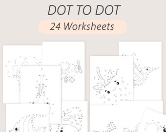 Dot to Dot Worksheet Connect The Dots Book Pages Kids Dot-to-dot Coloring Pages Preschool Activity Book Homeschool Busy Book PRINTABLE