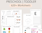 Preschool Worksheets Toddler Workbook Pre-K Curriculum Activity PreK Learning Busy Book Teaching Alphabet Number Shape Color Pages PRINTABLE